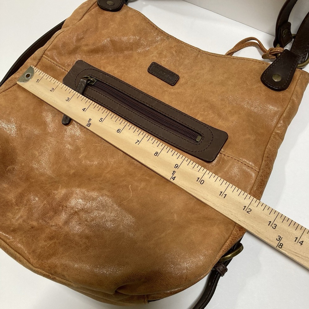 ELLINGTON Italian Leather Shoulder Bag Hobo Purse Tan Brown Boho Minimalist - Picture 9 of 11